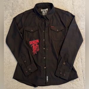 DIXXON Women’s NWT DARKNESS Black & Deep Red Snap Button Down Flannel Shirt